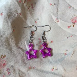 iridescent purple star earrings